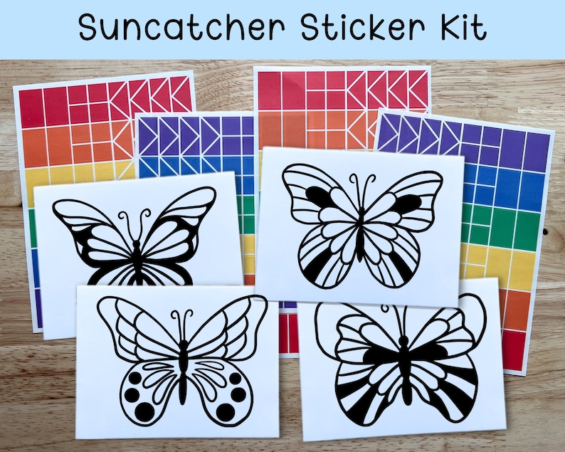 butterfly suncatcher window sticker set, spring preschool craft kits for kids, garden birthday party activities zdjęcie 1