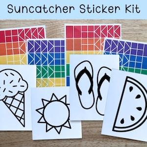summer craft kit for kids, summer birthday party activities, suncatcher sticker kit, arts and crafts for toddler gift, airplane activities image 1