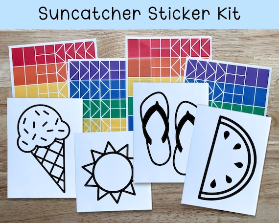 summer craft kit for kids, summer birthday party activities, suncatcher sticker kit, arts and crafts for toddler gift, airplane activities
