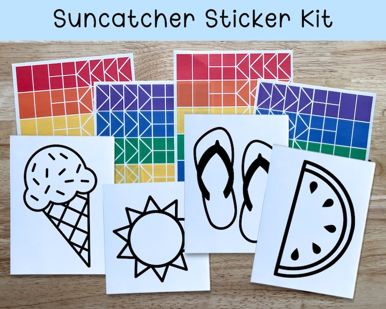 summer craft kit for kids, summer birthday party activities, suncatcher sticker kit, arts and crafts for toddler gift, airplane activities image 1