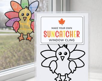 Turkey Suncatcher Craft Kit, Thanksgiving Toddler Activity, Fall Classroom Party Favor