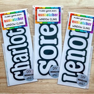 personalized name sticker suncatcher decal, faux stained glass window cling craft kits for kids, pre teenage girl gifts, art kit for toddler Bild 5