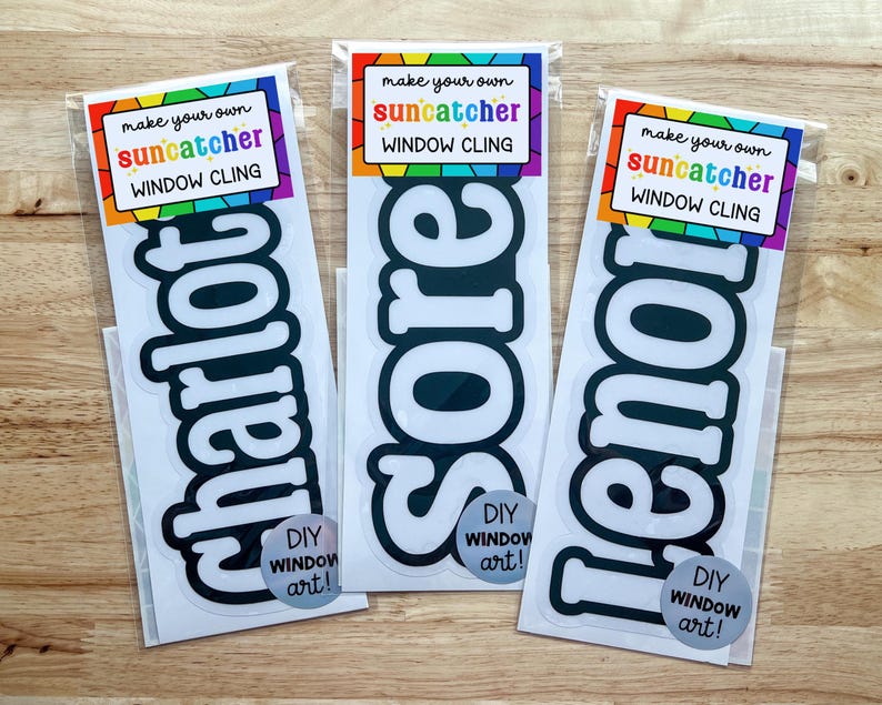 personalized name sticker suncatcher decal, faux stained glass window cling craft kits for kids, pre teenage girl gifts, art kit for toddler Bild 5
