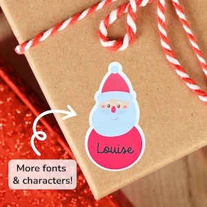 Santa Gift Tags, Personalized Christmas Present Stickers, Custom Holiday Labels (set of 20)