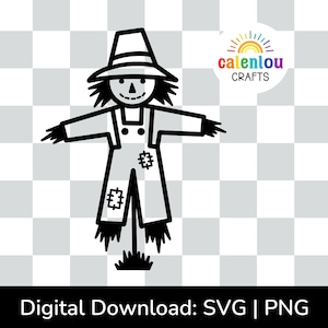 Contorno de espantapájaros PNG SVG, descarga digital instantánea para uso comercial, archivo de corte SVG de otoño para silueta o Cricut, clipart de hombre de paja de otoño