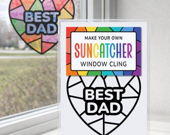 Dad Suncatcher Sticker Craft Kit, Father's Day Gift from Toddler, DIY Window Cling Activity