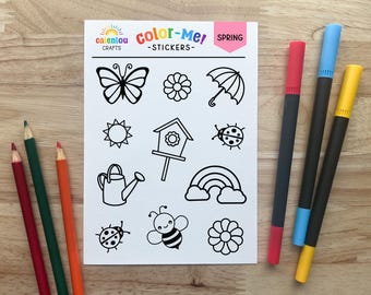 Spring Color Your Own Stickers, DIY Craft Kit Birthday Party Favors, Easter Basket Stuffer