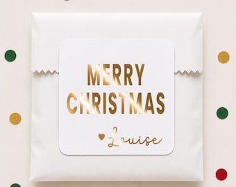 Christmas Gift Stickers, Custom Foil Holiday Party Favor Labels