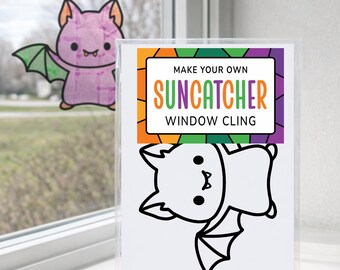 Bat Craft Kit for Kids, Halloween Suncatcher Window Sticker Activity