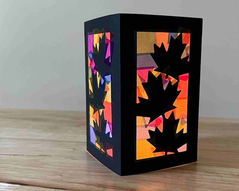 fall lantern craft kit for kids, luminaries fall decor, sticker crafts for toddlers, thanksgiving family activities, autumn leaves craft image 3