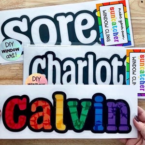 personalized name sticker suncatcher decal, faux stained glass window cling craft kits for kids, pre teenage girl gifts, art kit for toddler Bild 3