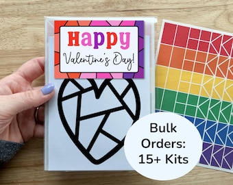 bulk valentines day party favors, personalized class valentine cards for preschool activities, suncatcher craft kits for kids
