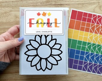 Sunflower Party Favors for Kids, Fall Suncatcher Sticker Craft, Thanksgiving Party Activity