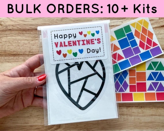 Bulk Valentines Day Cards for Kids, Suncatcher Craft Kits for Kids Class  Valentines Cards for Preschool Valentines Day Activities 