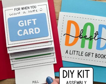Make Your Own Best Dad Waterfall Gift Card Book, DIY Craft Kit, Father's Day Card Money Holder, Assembly Required
