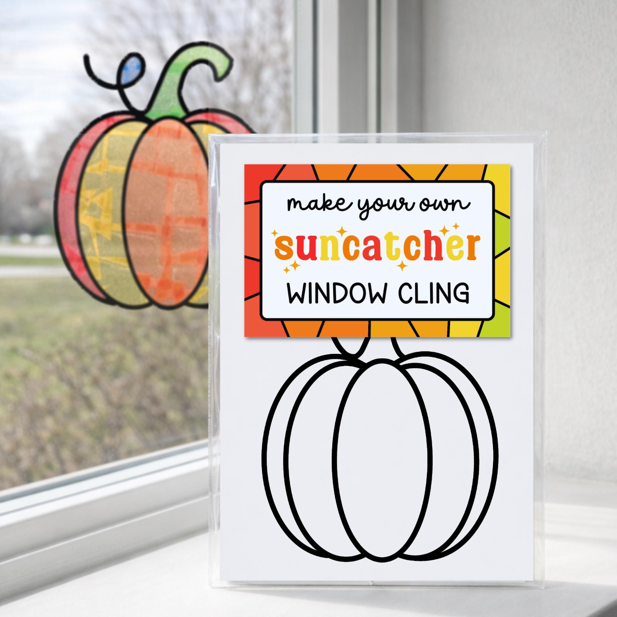 Pumpkin Suncatcher Craft Kit, Fall Window Cling Activity, Autumn…