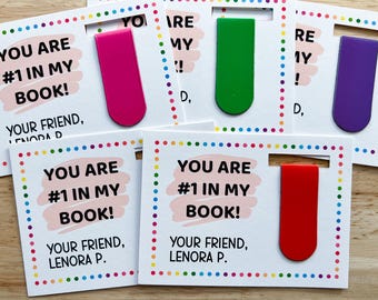 Bulk Valentines Day Favor CARDS ONLY, Magnetic Bookmark Cards, Class Valentines for Students from Teacher (Set of 6)