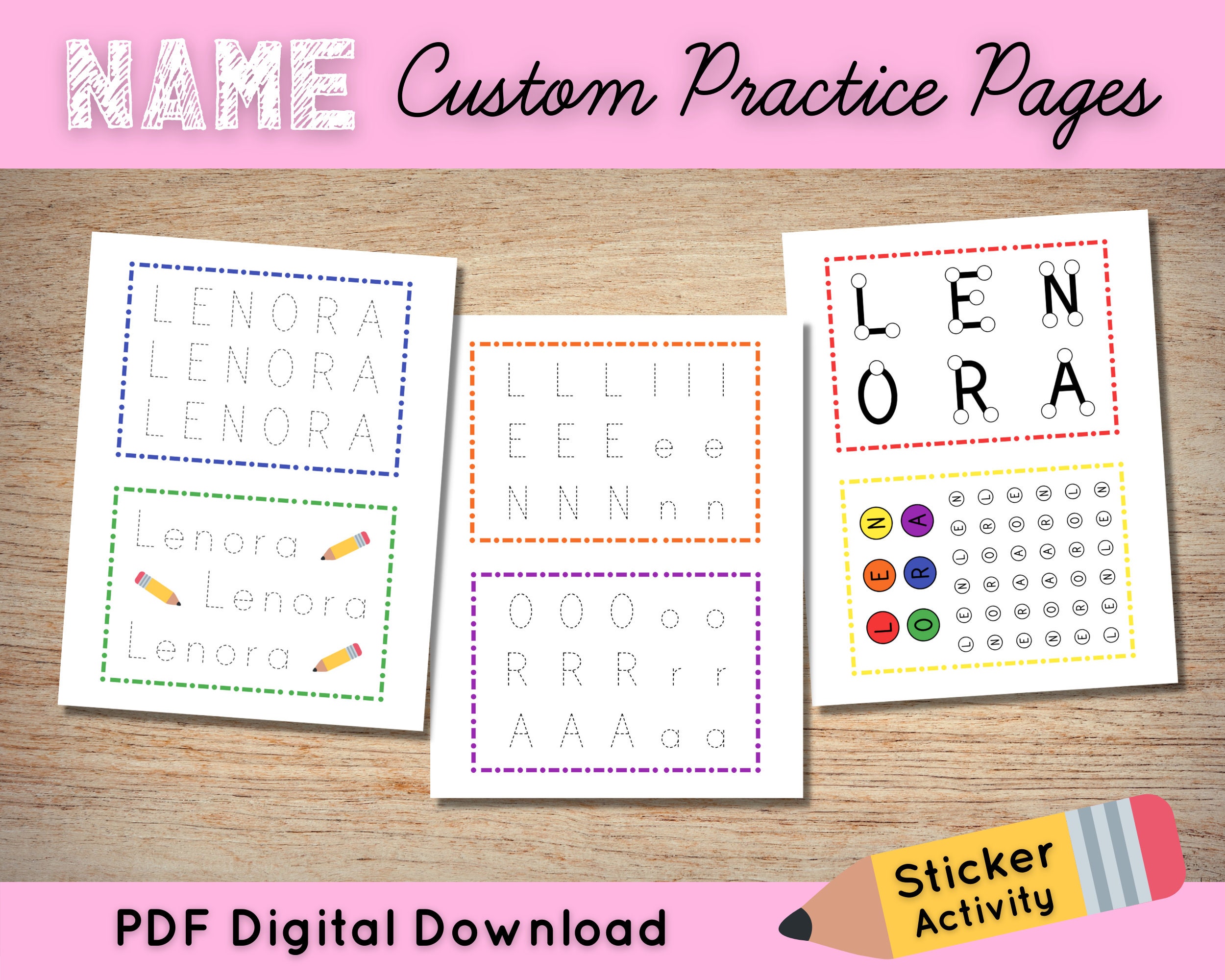 name tracing practice learn to write your name custom name etsy