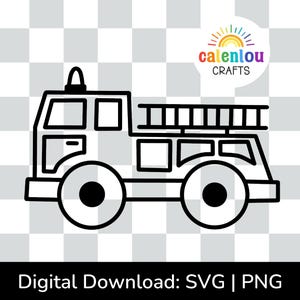 contorno del camion dei pompieri PNG SVG, download digitale istantaneo per uso commerciale, file svg del veicolo di emergenza per cricut, file di taglio della silhouette clipart