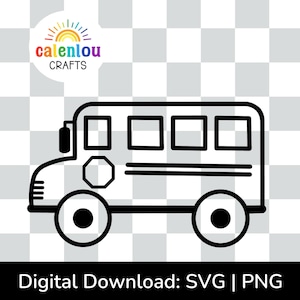 Contorno de autobús escolar PNG SVG, descarga digital instantánea para uso comercial, SVG de vehículo para Cricut, archivo de corte de silueta, clipart de transporte