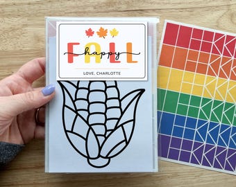 Corn Party Favors for Kids, Fall Harvest Suncatcher Sticker Craft, Thanksgiving Party Activity