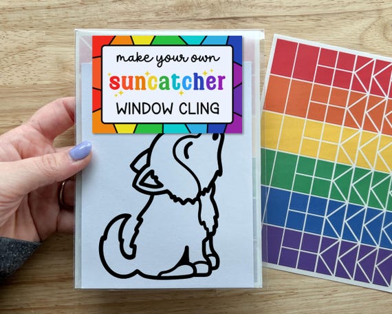 wolf suncatcher craft kits for kids, wolf birthday party favors for boys, forest arts and crafts for toddler boy gift, rainy day activity