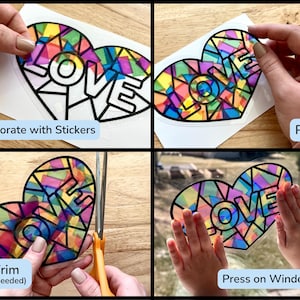 a collage of pictures showing how to make a heart sticker