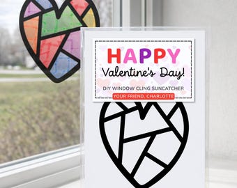 Valentine's Day Classroom Kids Party Favor, Heart Suncatcher Sticker Craft Kit