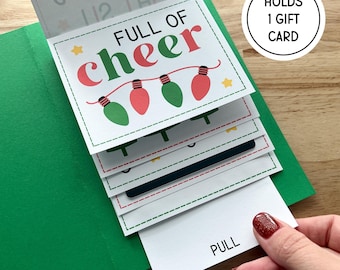 Christmas Gift Card Holder Book, Handmade Waterfall Card for Cash & Money, Holiday Stocking Stuffer Gift for Teens (Holds 1 Gift Card)