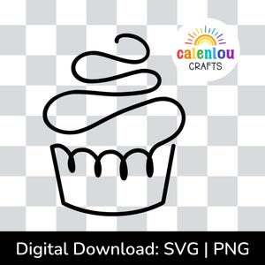 cupcake overzicht PNG SVG, dessert svg-bestand knippen voor silhouette cricut, minimalistische lijnkunst verjaardagsfeestje clipart, zoete traktatie commercieel gebruik