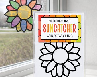 Sunflower Craft Kit for Kids, Fall Suncatcher Window Sticker Activity
