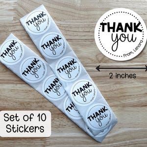 custom thank you labels, personalized stickers for birthday party favors, gift bags, baby shower favors (SET OF 10) image 5