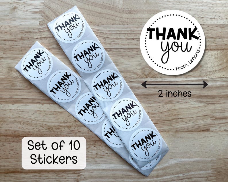custom thank you labels, personalized stickers for birthday party favors, gift bags, baby shower favors (SET OF 10) image 5