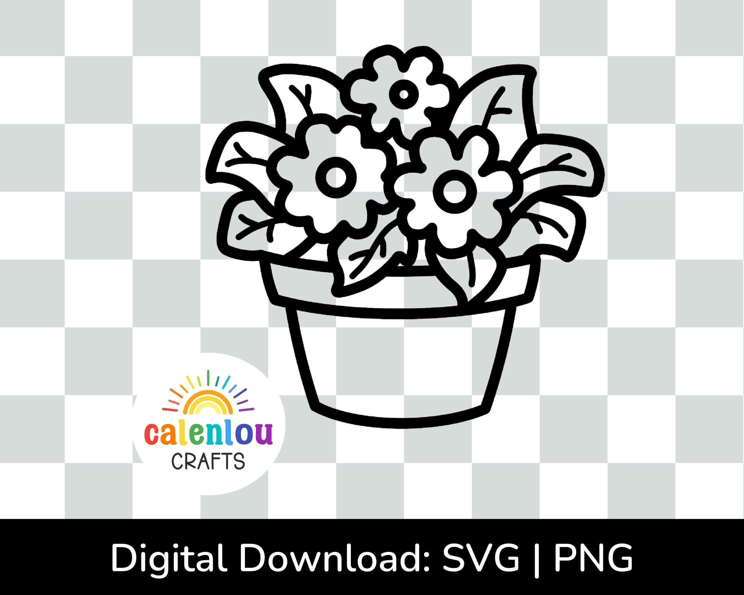 flower pot outline PNG, SVG, commercial use instant digital download, spring svg cut file for cricut silhouette, potted house plant clipart