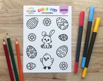 Easter Color Your Own Stickers, DIY Spring Craft Kit Party Favors, Easter Basket Stuffer