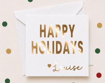 Custom Happy Holidays Foil Enclosure Gift Notes, Personalized Christmas Mini Cards