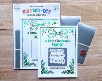 Foil Christmas Magic Scratch Off Cards, DIY Reward Voucher Coupons, Stocking Stuffers for Kids