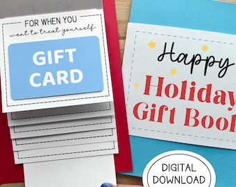 デジタルダウンロード ホリデーウォーターフォールギフトカードホルダー（印刷可能）、クリスマスカードPDF（説明書とビデオチュートリアル付き）