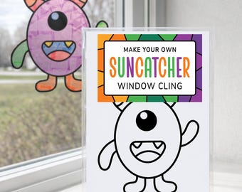 Monster Craft Kit for Kids, Halloween Suncatcher Window Sticker Activity