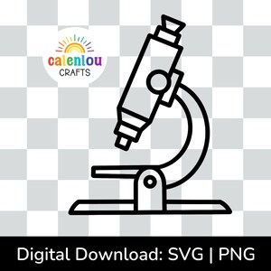 Contorno de microscopio PNG, SVG, descarga digital para uso comercial, archivo SVG de profesor de ciencias para Cricut, archivo de corte de silueta, clipart de aula