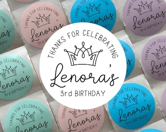 princess birthday party favor labels, personalized magical stickers for gift bags (SET OF 10)