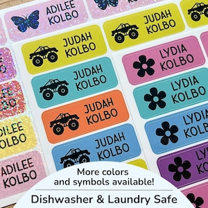30 standard personalized name labels, waterproof name stickers for kids, custom labels for school supplies, bottle, lunchbox, water bottle