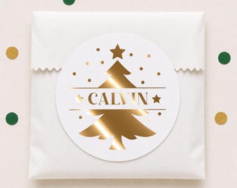 Personalized Christmas Gift Stickers for Kids, Custom Foil Holiday Gift Labels
