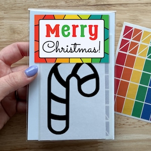 MINI candy cane suncatcher craft kit for kids, Christmas party favors, holiday art activities for preschool, stocking stuffer for toddler