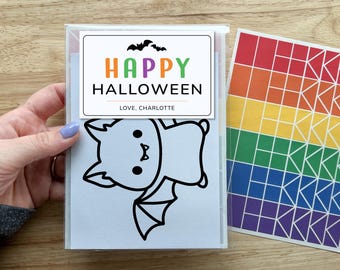 Bat Party Favors for Kids, Halloween Suncatcher Sticker Craft, Boo Basket Filler