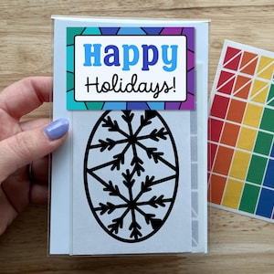 MINI snowflake suncatcher craft kit for kids, holiday classroom party favors, christmas art activities for preschool, stocking stuffer for