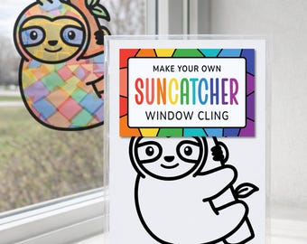 Sloth Craft Kit for Kids, Rainforest Jungle Suncatcher Window Sticker Activity