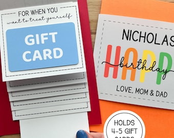 Birthday Gift Card Book, Handmade Cash Money Gift Card Holder, Waterfall Birthday Card for College Student (Holds 4-5 Gift Cards)