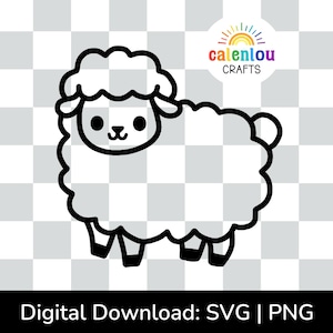 pecora contorno PNG SVG, download digitale per uso commerciale, file svg di animali da fattoria per silhouette, file di taglio cricut, clipart di animali da cortile di agnello