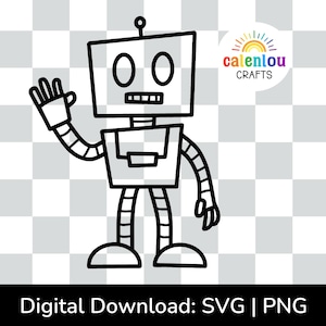 Roboter Umriss PNG SVG, sofortiger digitaler Download, kommerzielle Nutzung, Roboter Plotter-Svg-Datei für Cricut Silhouette Schnittdatei, Spielzeug Clipart